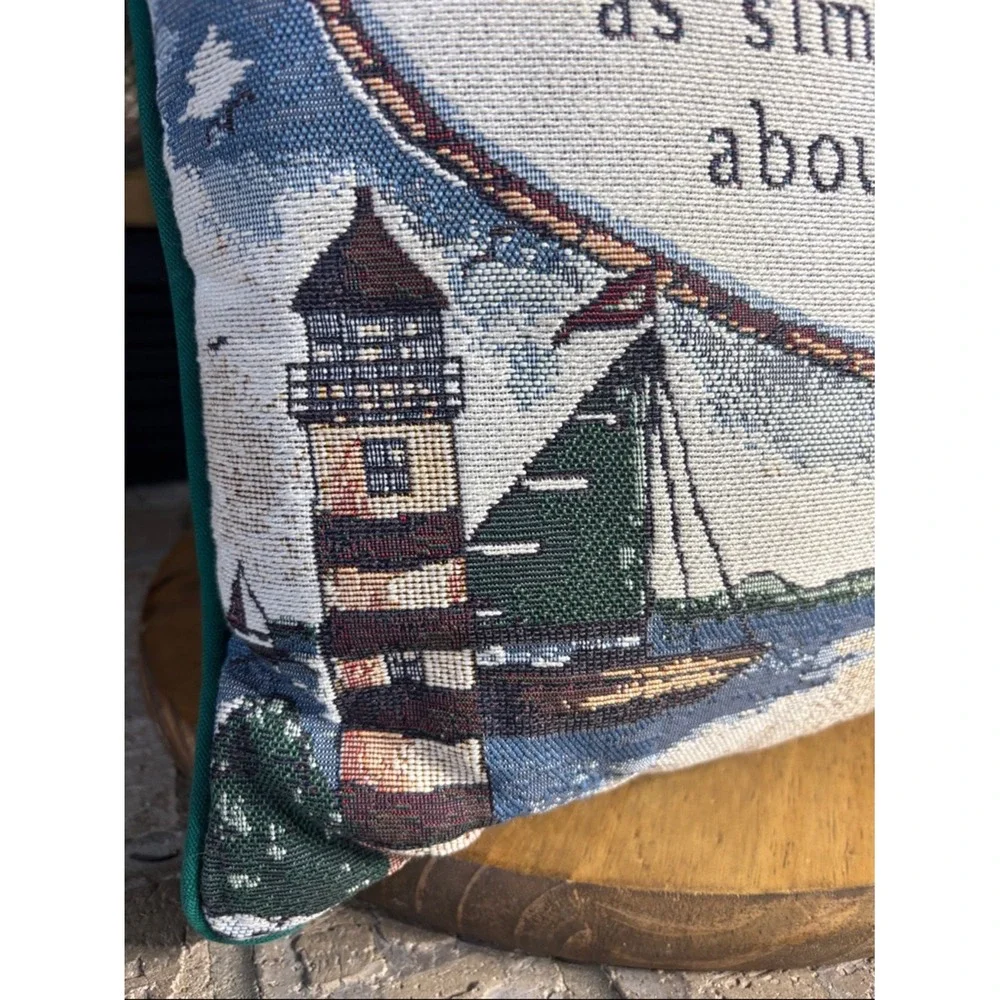 Vintage Riverdale‎ K. Grahame Quote Nautical Boats Tapestry Throw Pillow USA 15